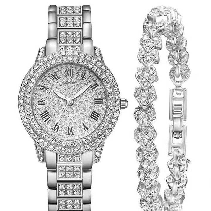 Elegant damur i quartz med armband och kristallaccent_voghion.com