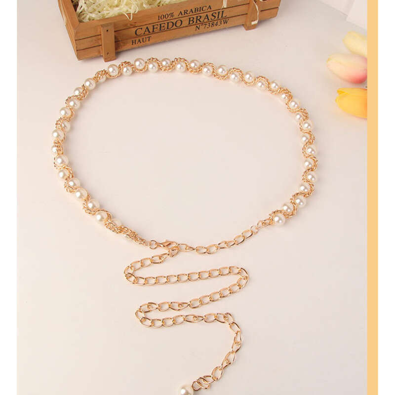 Nouvelle ceinture en métal pour femme, élégante et polyvalente, avec chaîne en aluminium et perles, assortie à une ceinture_voghion.com
