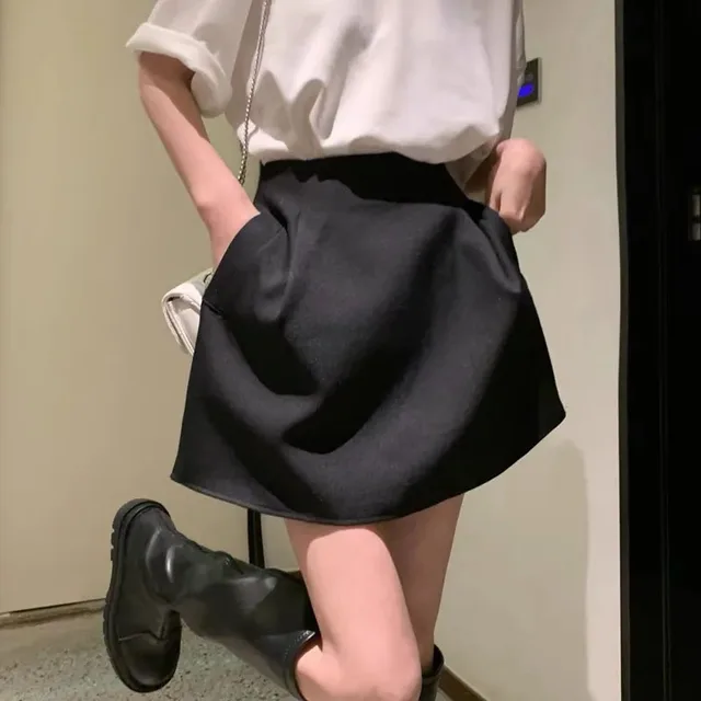 hot selling Xpqbb Korean Syle Whie Mini for Women Sreewear High Wias Puffy Shor Skirs Ladies All-Mach Simple A-line Y2K_voghion.com