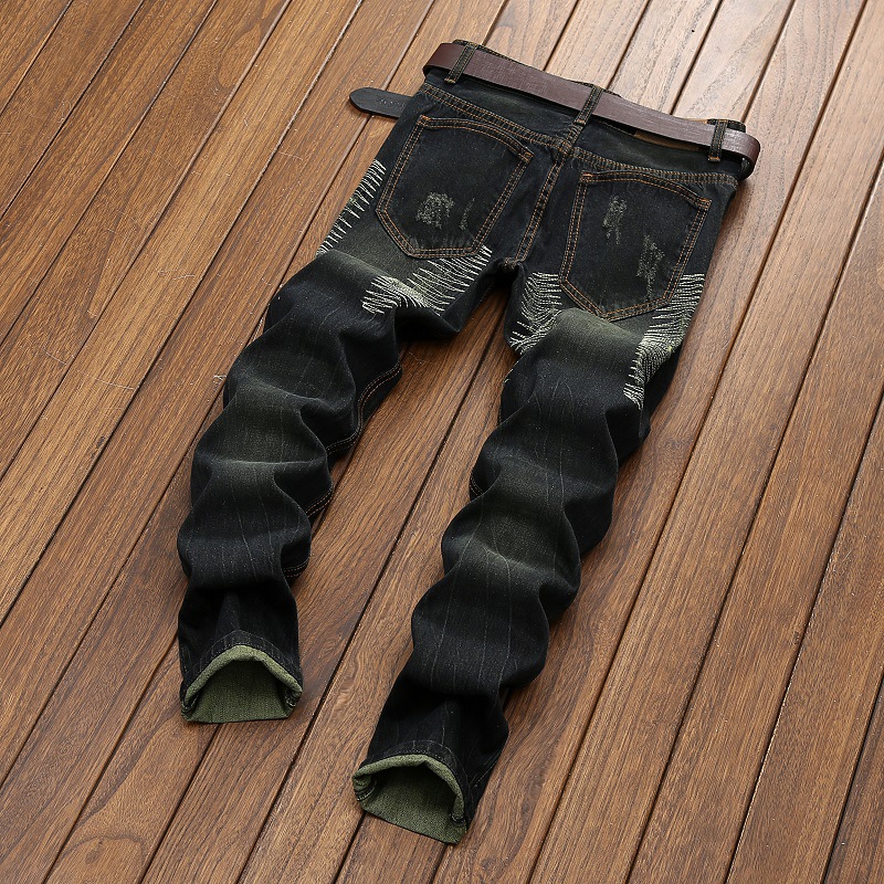 Men's Ripped Straight Leg Jeans For Men Classic Denim Style_voghion.com