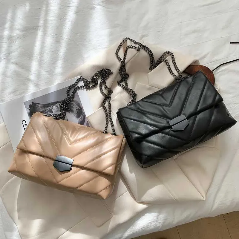 Ketten Schulter Frauen PU Leder Achselhöhle Mode Messenger Kleine Klappe Umhängetasche Dame Einkaufstasche femmeC241103_voghion.com