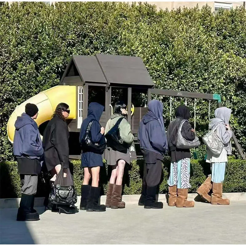 FIERA Scarpe da neve alla moda con plateau rialzate in cotone, calde, con design a testa grande, stivali lunghi marroni da donna_voghion.com