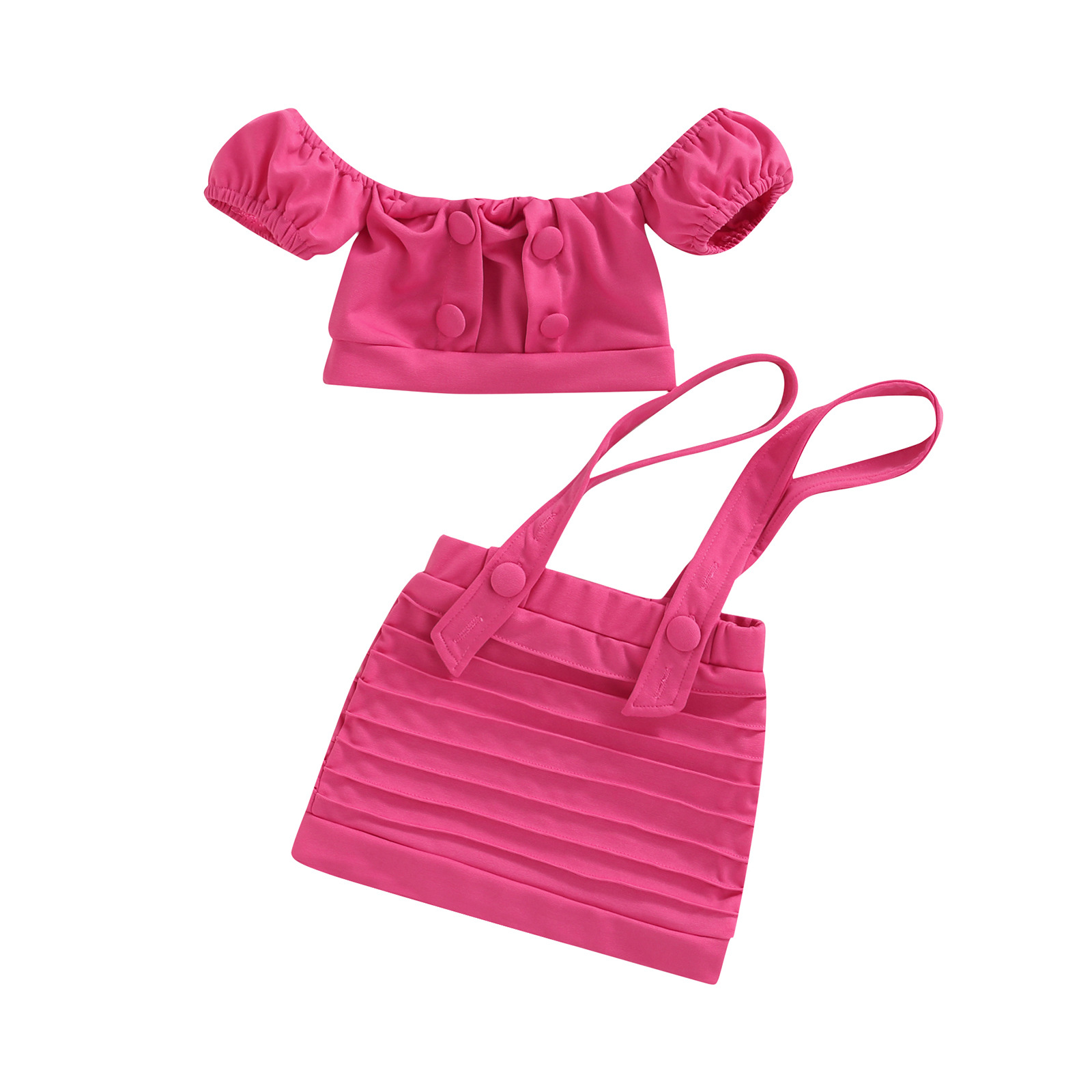 Babykleidung Mädchen Einreihiger Schultermantel mit verstellbarem Schultergurtrock Zweiteiliges Set für Kinder_voghion.com