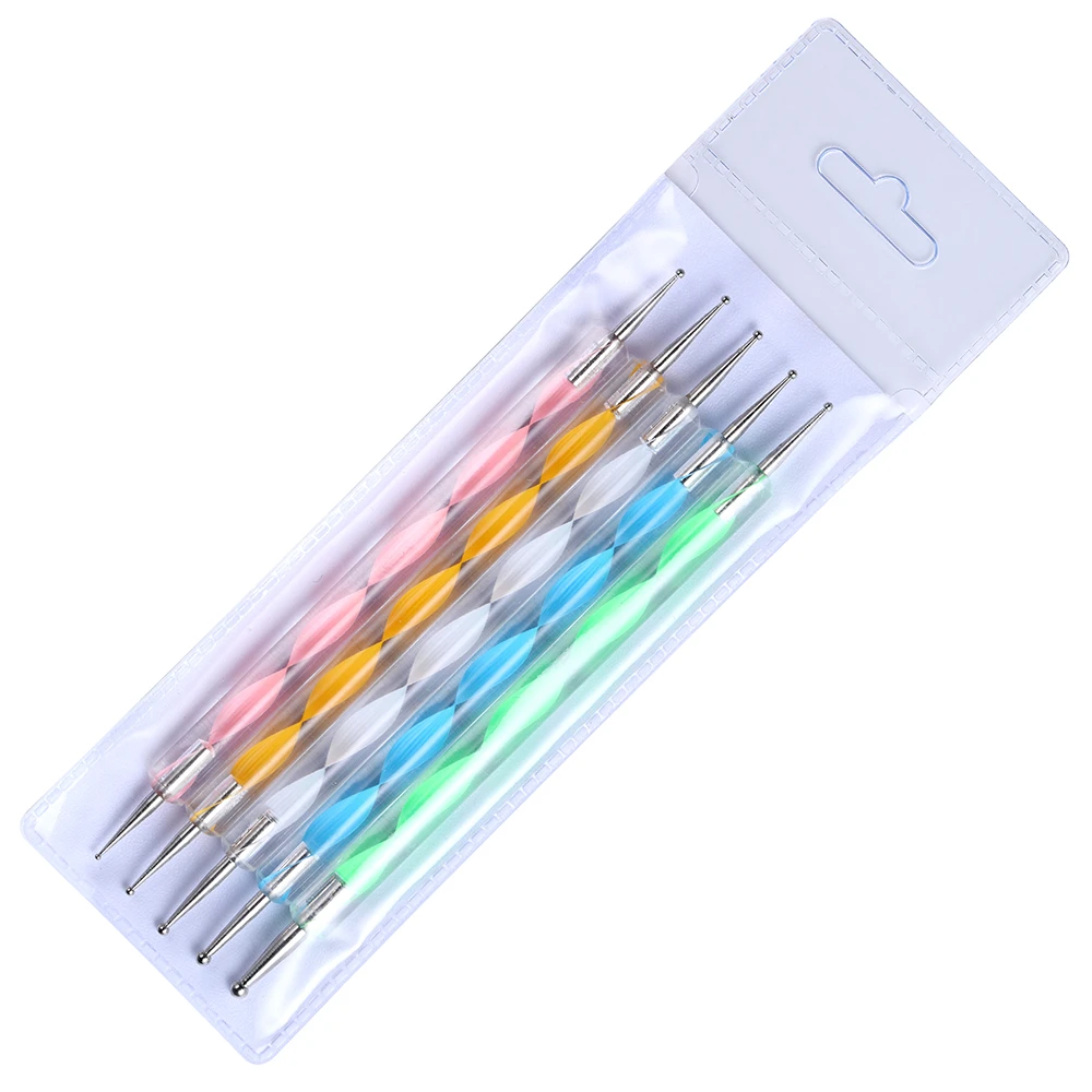 Arte Clavo 5 stks Professionele 2 way Puntjes Pen Nail Tool Nail Art Pen Set Voor UV Gel Nail schilderen Draw Borstel Steentjes Tool_voghion.com
