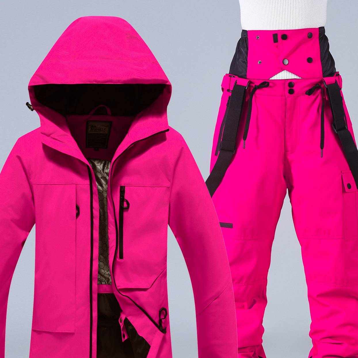 Tüm Mevsim Kayak Kıyafeti Seti - Rüzgar Geçirmez ve Su Geçirmez Kar Giysisi (Termal Pamuklu Astar, Nefes Alabilir Polyester, Erkekler ve Kadınlar İçin Ayarlanabilir Askılar)_voghion.com