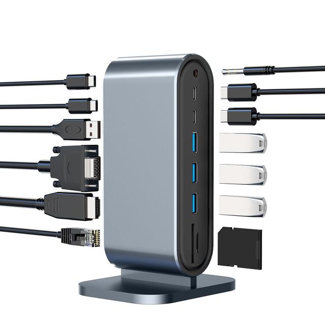 12 in 1 Laptop PD 100W TF Reader USB 3.0 USB-C Splitter Tipo C HUB Adattatore Ethernet Dock Station_voghion.com