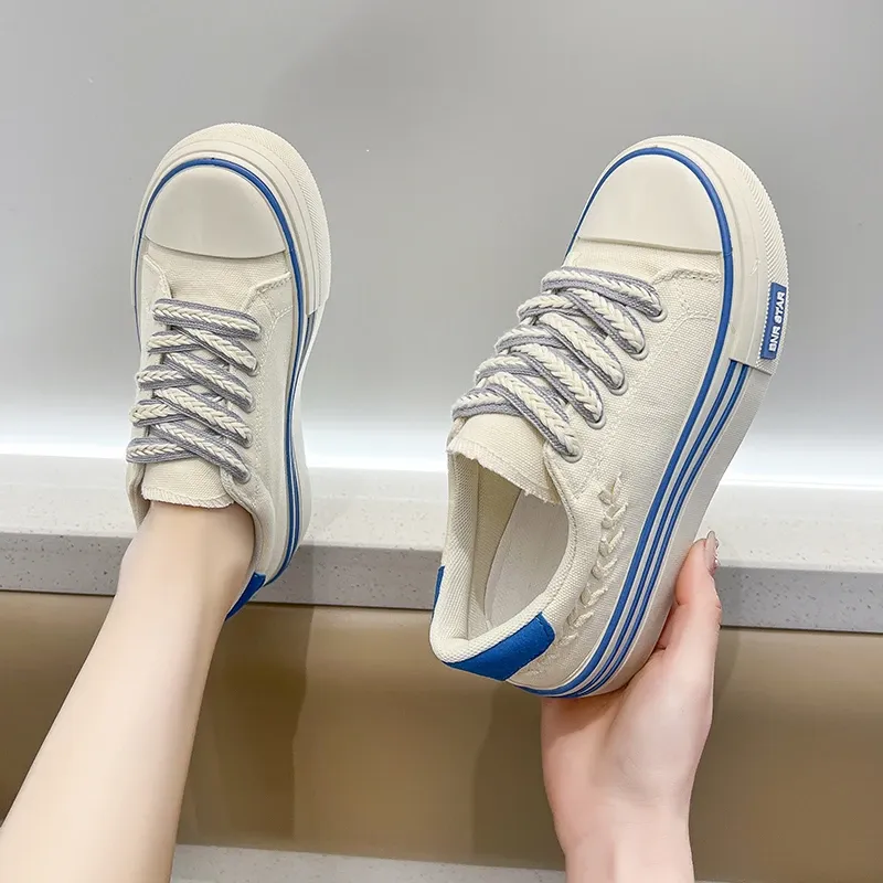 Platform Women Canvas Shoes Height Increasing Chunky Sneakers For Youth Girls Outdoor Trainers Female Ladies Thick Sole_voghion.com