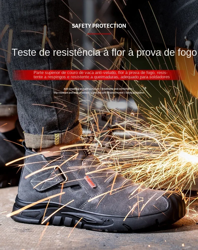 Chaussures de sécurité pour hommes, en cuir de vache, avec tête composite, anti-clou et antistatique, pour le soudage 241205_voghion.com
