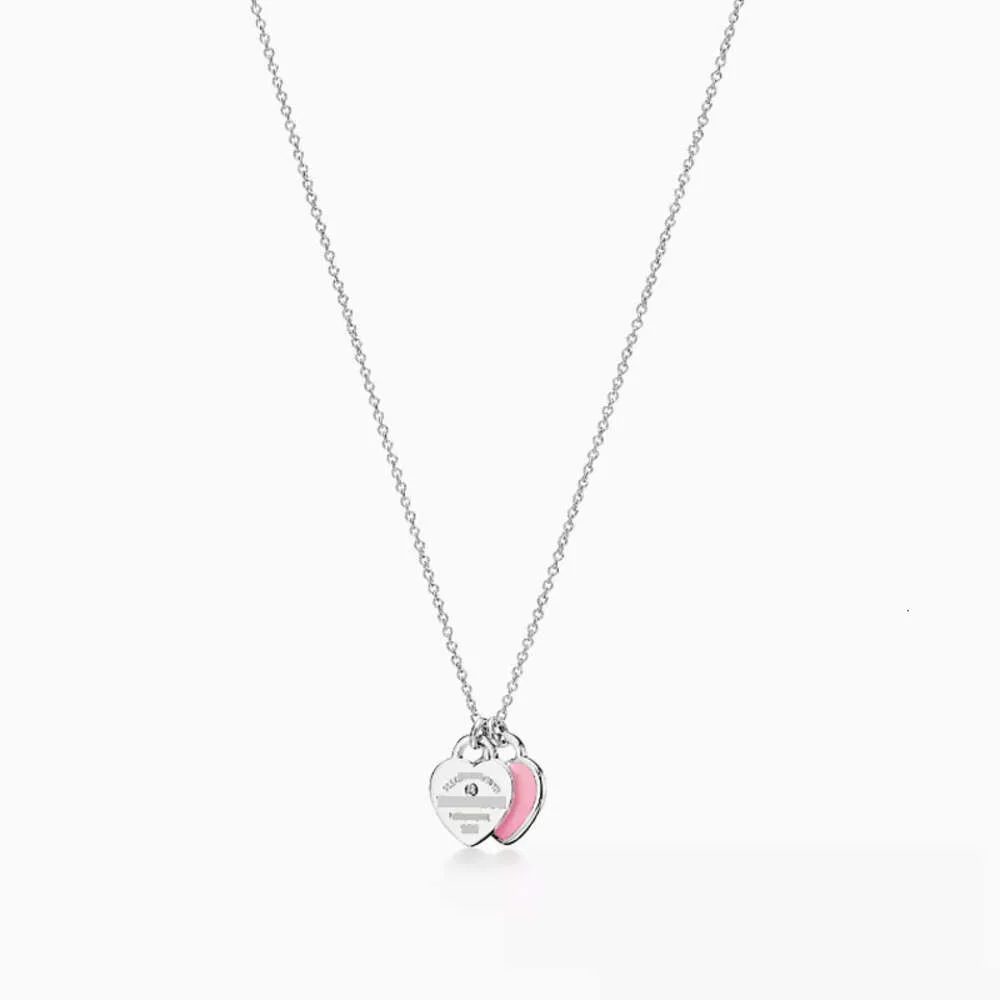 Collana con doppio cuore in argento Sterling S di moda, firmata Tiffany, gioielli da sposa da donna 1b7_voghion.com