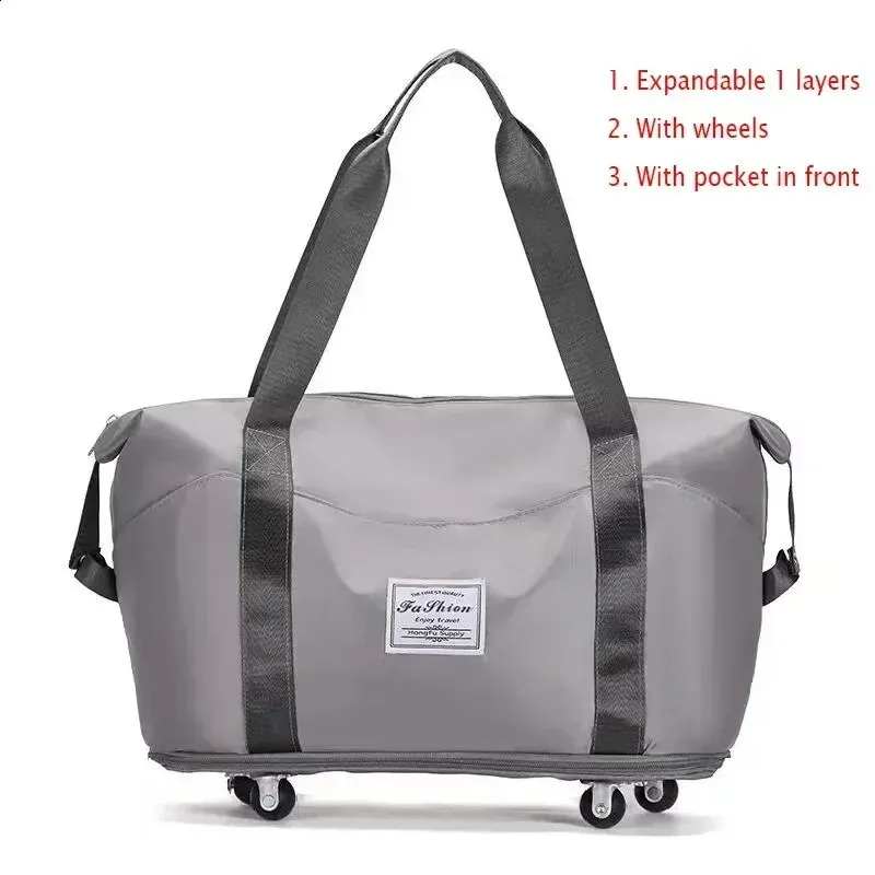 Foldable Storage With Wheels Expandable Portable Lage Bags Outdoor Travel Rolg Pack Large Capacity Woman Shopping Bag_voghion.com