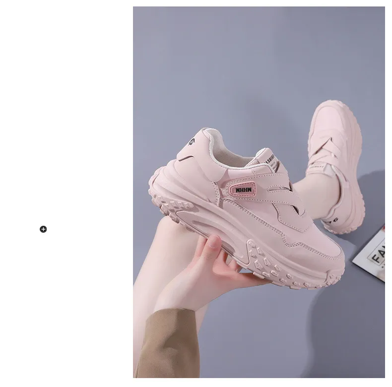 Thick Soled Round Toe Raised Dad Are Soft Comfortable Breathable With Mesh Simple And Versatile Casual Sports Shoes_voghion.com