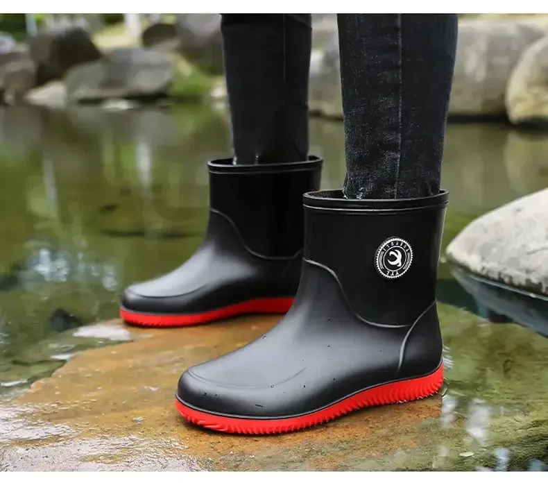 Botas de chuva de borracha impermeáveis para pesca e casual_voghion.com