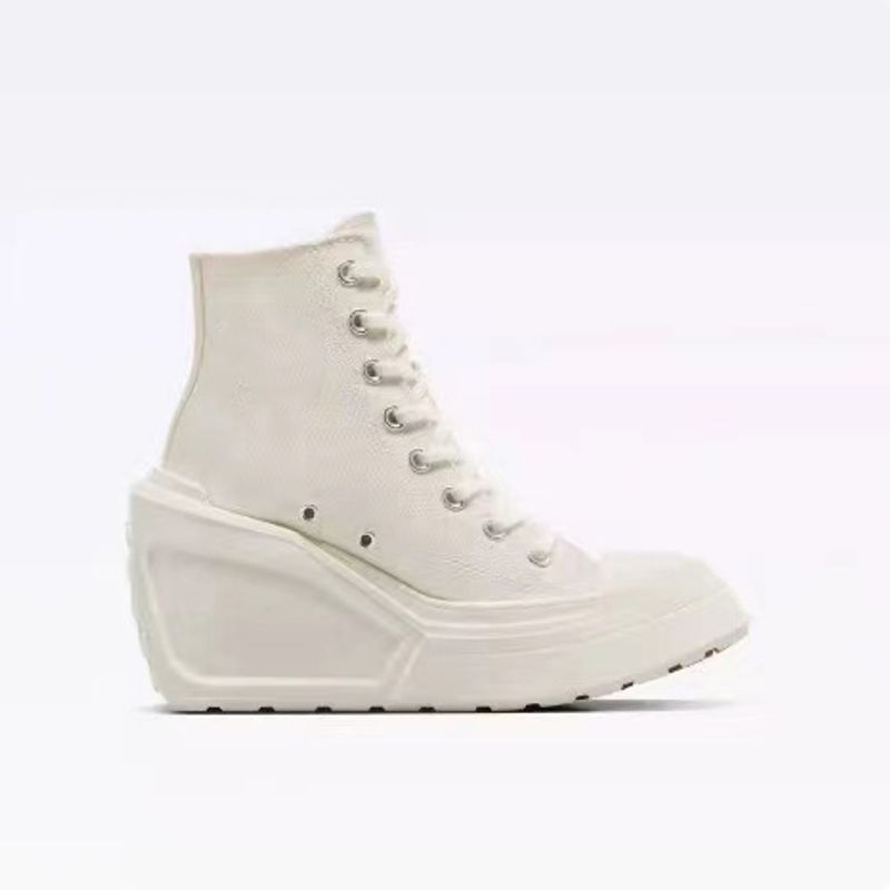 Neu mit Absätzen High Tops, modische Canvasschuhe, vielseitige und trendige Damen-Freizeitschuhe_voghion.com