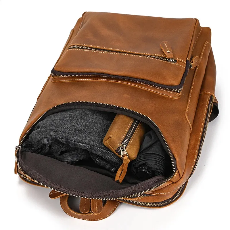 Mochila para portátil de 14" y 15,9" de piel auténtica para hombre, de piel de Caballo Loco, 240902_voghion.com