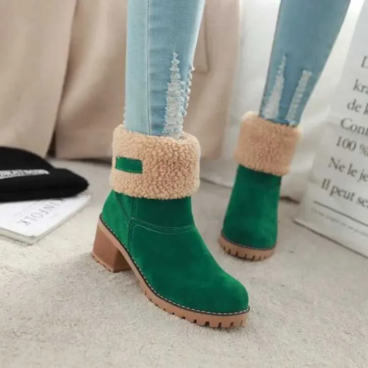 Womens Fur Snow 2023 Winter New Warm Wool Booties Ankle Boot Platform Shoes Turned-over Edge Casual Women Mid Boots_voghion.com