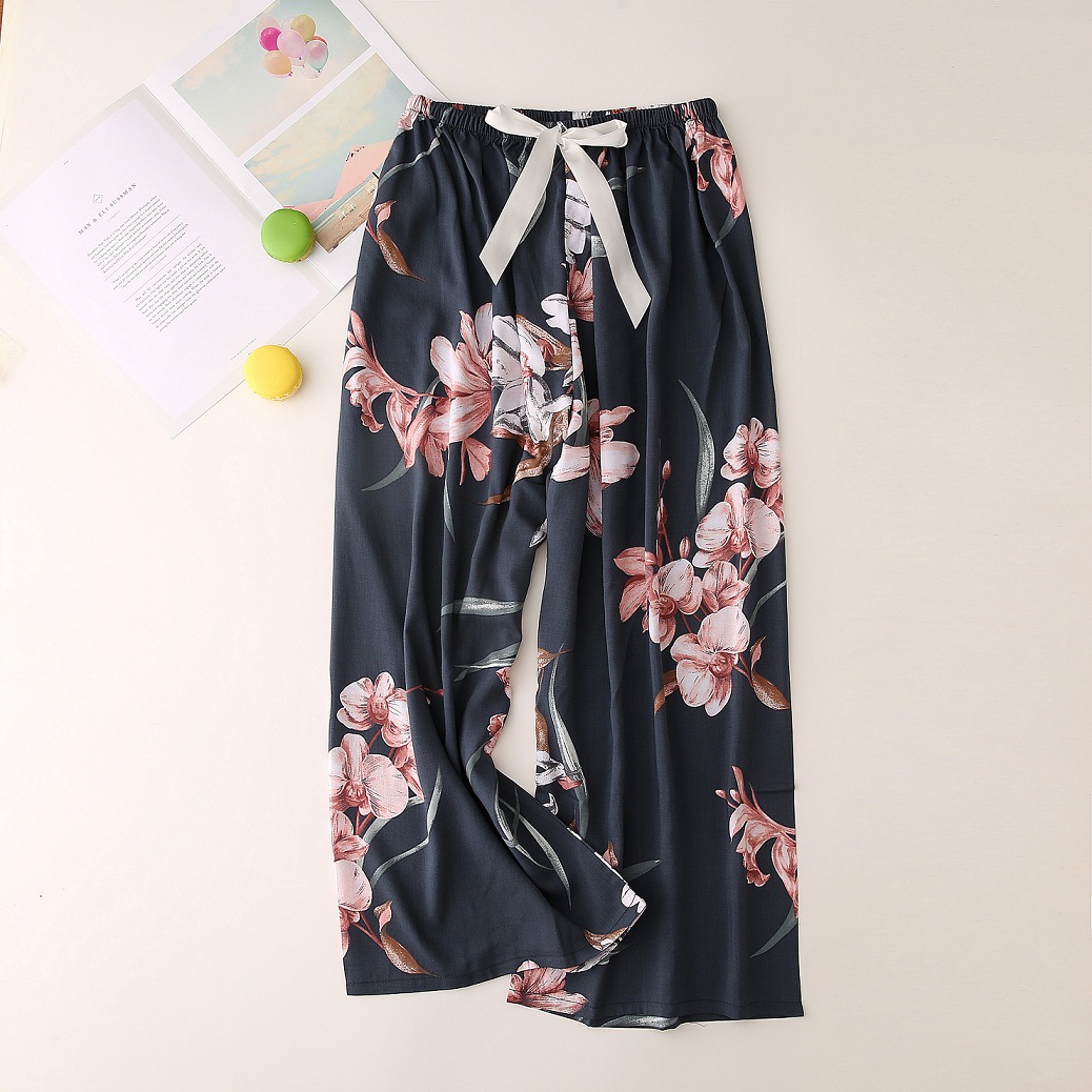 Nachtwäsche für Damen Seidenpyjamahosen für Damen, dünn, große Hosen mit weitem Bein, können draußen getragen werden, Damen-Einzelhosen_voghion.com