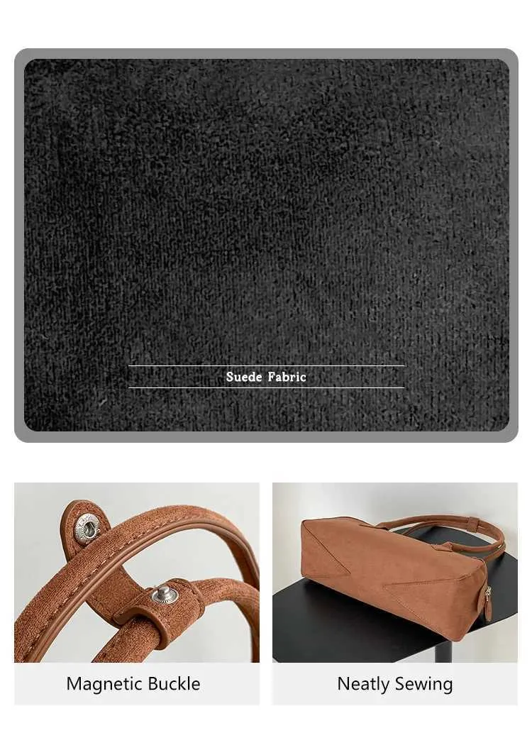 Suede Shoulder Bag For Women Large Capacity Versatile Handbag_voghion.com