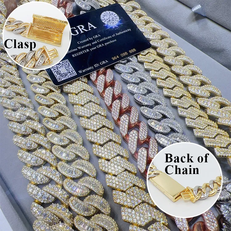 necs designer jewelry chains for 15mm bracelet men sier link chain pass diamond tester GRA VVS moissanite cuban_voghion.com