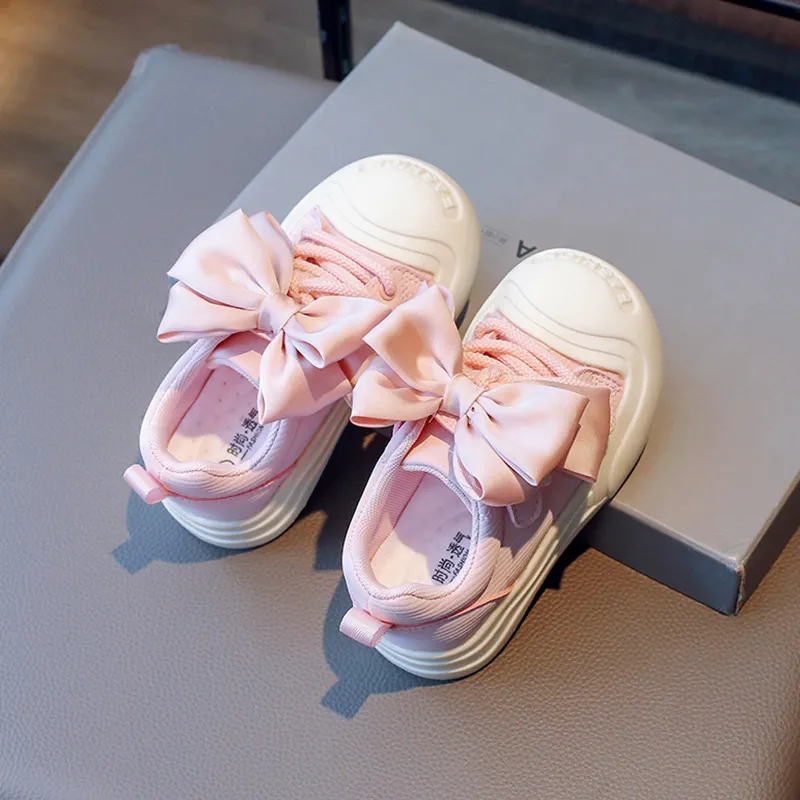 Girls Sport with Butterfly Knots Children Toddler Non-slip Thick Bottom Cutefeet Sneakers Kids Hook and Loop Casual_voghion.com