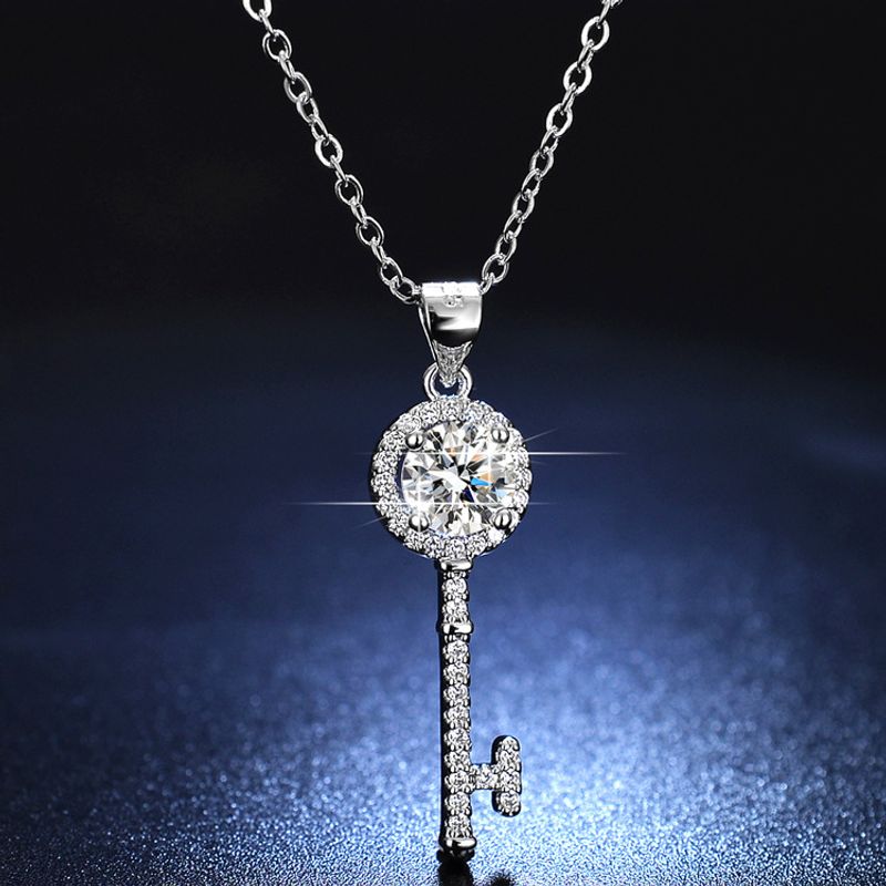 Simulierte Mosan Di Halskette Damen Klassischer Ein-Karat-Anhänger Modeschmuck Kwai Live-Übertragung_voghion.com