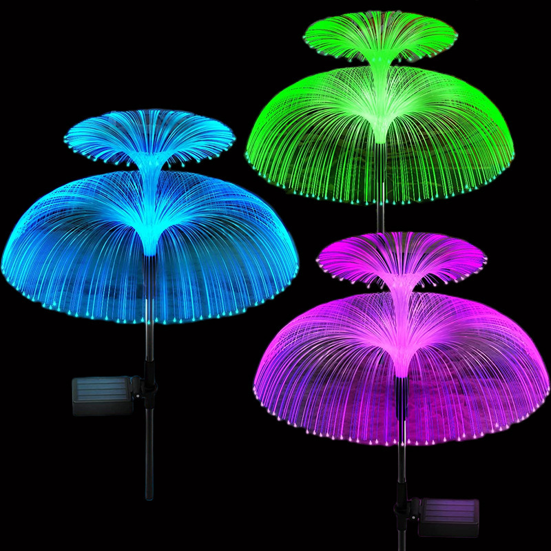 1 pz LED luci solari da giardino luci esterne impermeabili per cortile 7 colori fibra ottica medusa luce per vialetto/prato_voghion.com