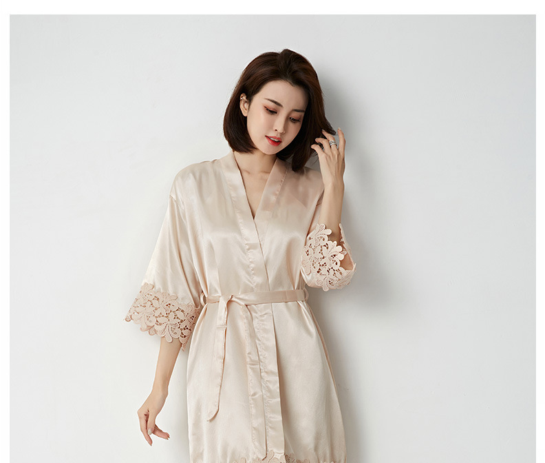 Vêtements pour femmes mariée robe de mariée robe du matin dames dentelle chemise de nuit mariage maquillage demoiselles d'honneur mariage kimono imitation soie cardigan_voghion.com