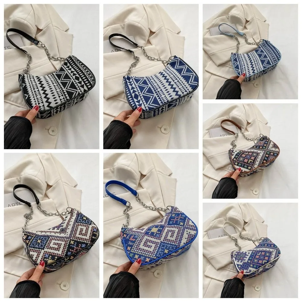 Embroidery Ethnic Style Canvas Fashion Handbag Print Printing Shoulder Bag Large Capacity Portable Shopping_voghion.com