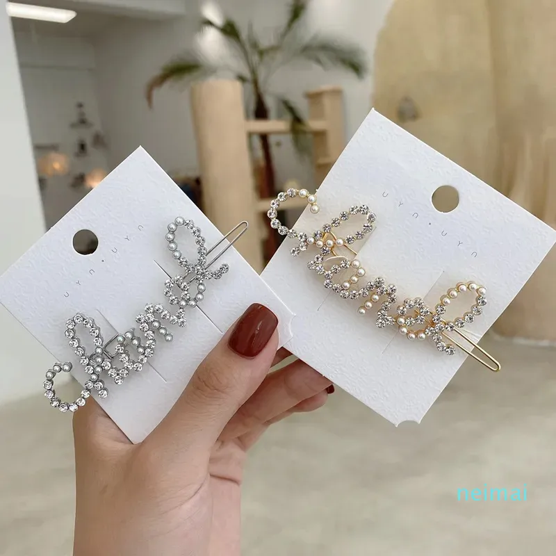 Pasadores de pelo con forma de perla y letras para mujer, accesorios de moda para el cabello, regalo para fiesta._voghion.com