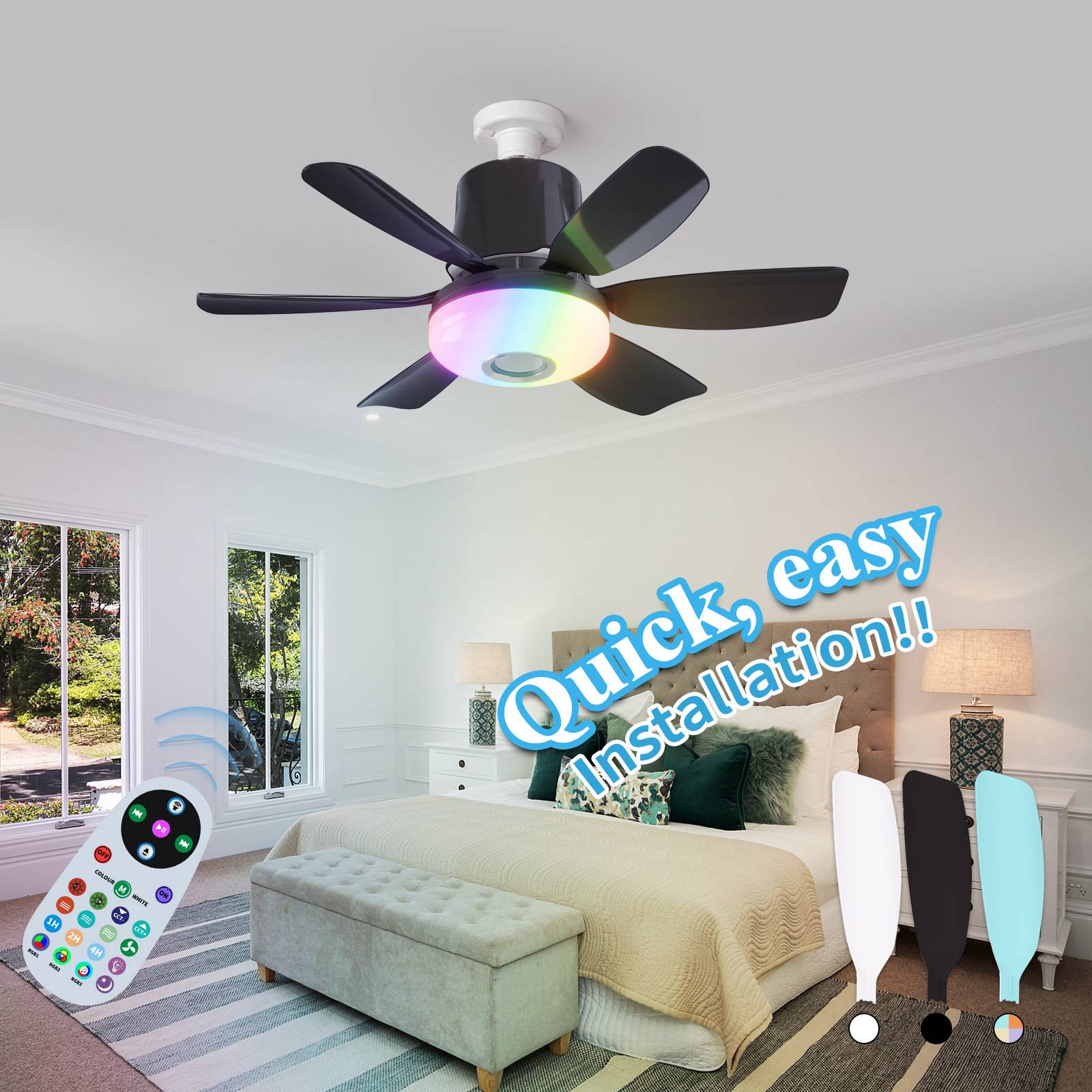 Ventilatore a soffitto moderno semplice per camera da letto, ventilatore a soffitto, illuminazione per la casa, ventilatore integrato, lampadario