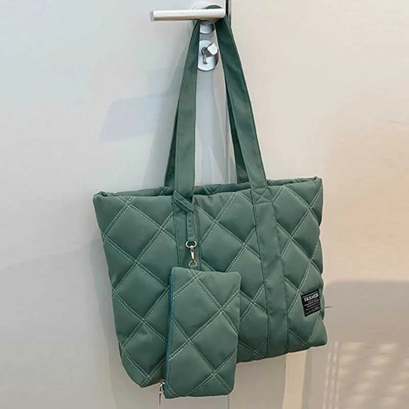 Sac à main pour femme automne/hiver mode losange espace coton costume sac à bandoulière grande capacité couleur unie tout-assorti_voghion.com