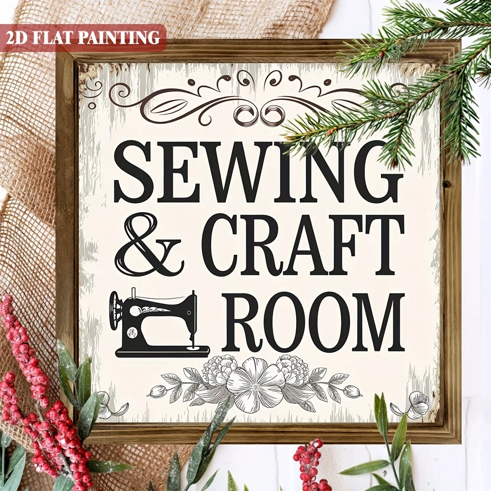 Rustic Sewing Room Wooden Sign - 8x8" Charming Craft Decor. Perfect Handmade Gift For Creative Spaces._voghion.com