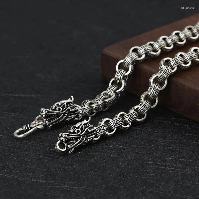 Kjeder Mote Mann Sterling Sier Halskjeder Vintage Kinesisk Stil Drage Formet Lenkekjede Kreative Mannlige Smykker_voghion.com