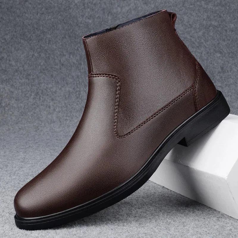 real leather winter plush ankle casual mens business shoes outdoor snow boots free delivery 241105_voghion.com