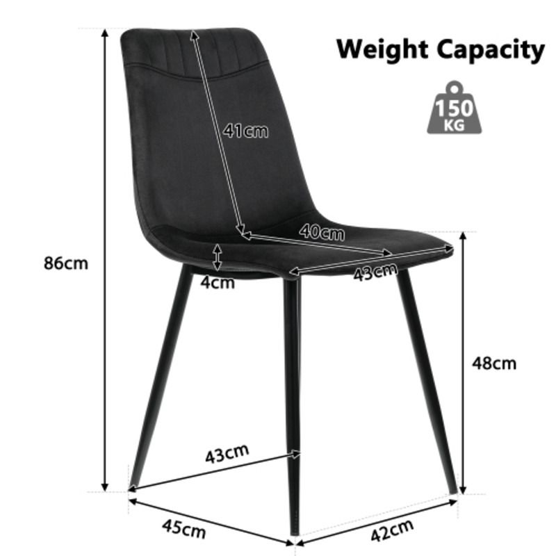 Esszimmerstuhl (4 St), Schwarz,Samtstühle,Wohnzimmer Stühle,Polsterstuhl Stuhl mit Rückenlehne,Sitzfläche Gestell aus_voghion.com