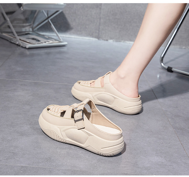 hollow half trailer women's  trend casual breathable thick sole wear-resistant and increased versatile_voghion.com