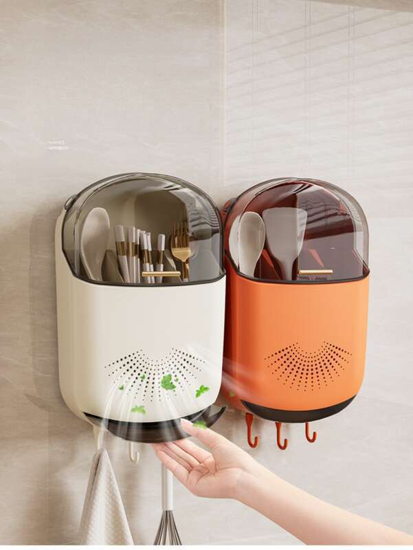 A Storage Box Forgotten Chopsticks, No Need For Punching, Household Cage, Kitchen Spoon Bucket, Wall Mounted Cage Rack,_voghion.com