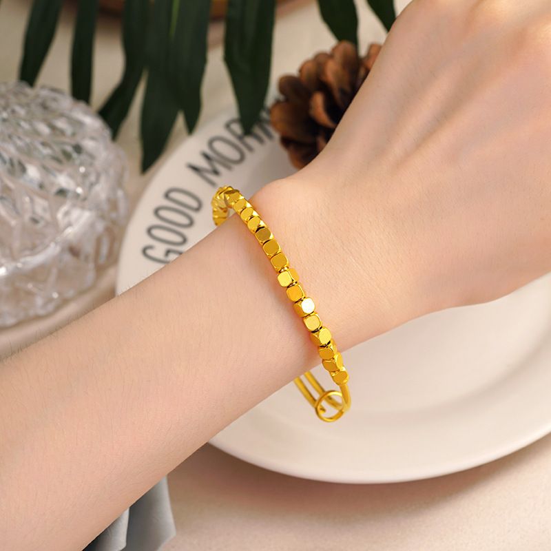 Vieam Sha Push-Pull Damen Laser Perlen gebrochen Sier Mehrere Zwei Transfer Perlen Wers Gold Armband für Frauen_voghion.com