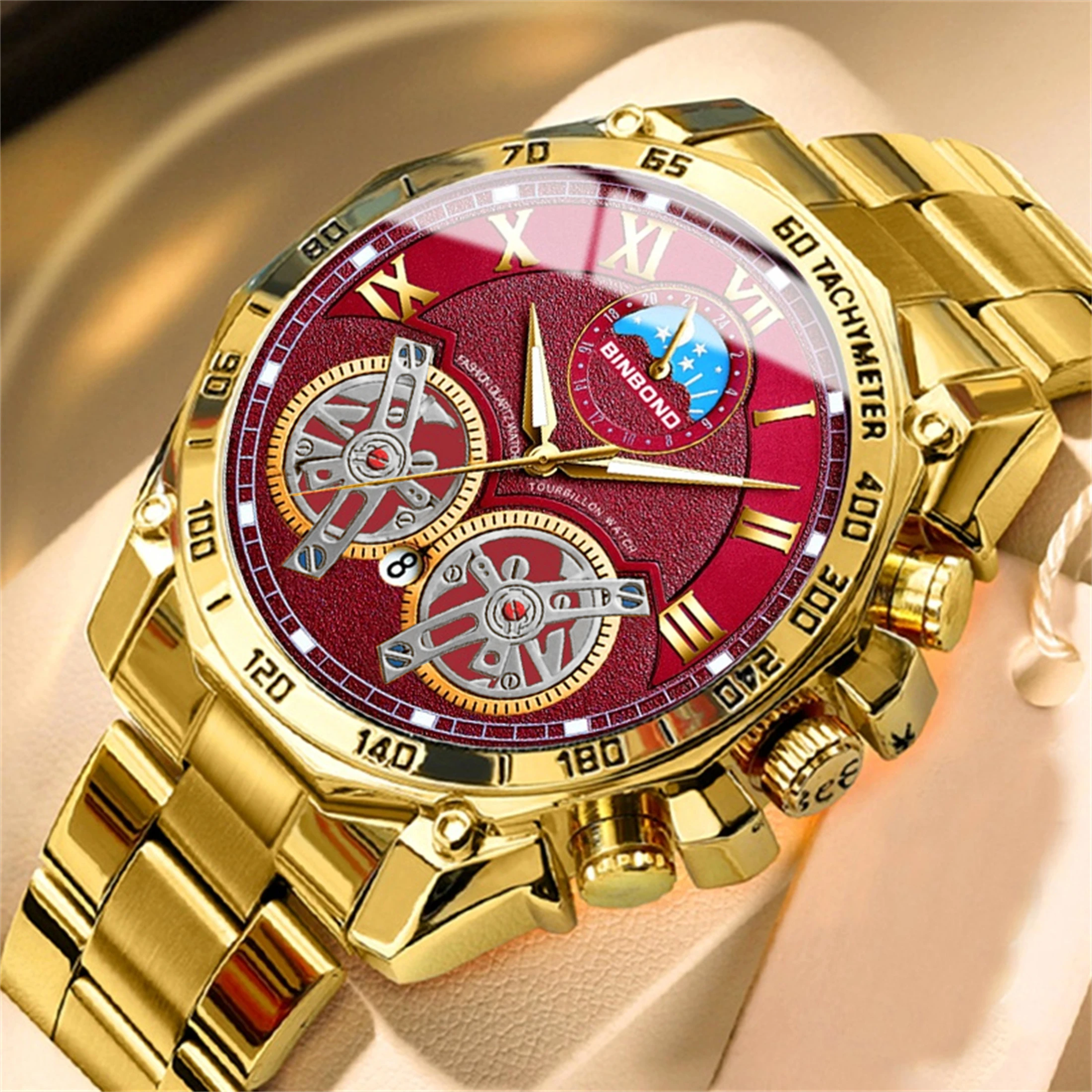 Men's Stainless Steel Quartz Watch With Calendar And Backlight_voghion.com