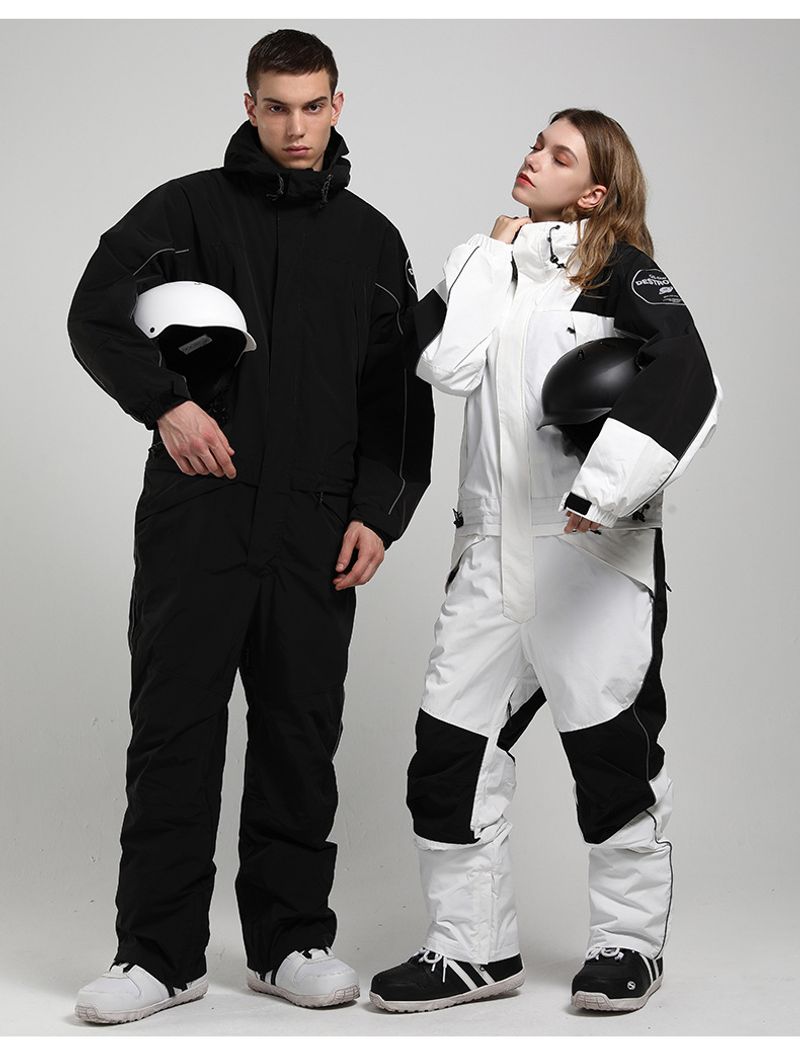 New ski female set fluorescent camouflage warm waterproof breathable night field single and double board one-piece snow_voghion.com
