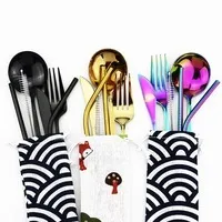 Conjunto de talheres de mesa dourados, 24 peças, aço inoxidável, garfo, faca, colher, talheres, caixa de presente 210317_voghion.com