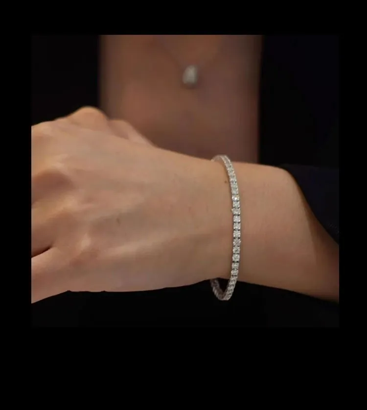 Sterg Sier Moissanit Kette Bracelet Fein Bijouen GRA Zertifikat VVS VS Dia Halskette Hip Hop Stil Tenniskette_voghion.com