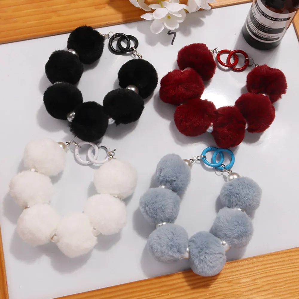 Nouvelle chaîne de suspension colorée pour téléphone portable, bracelet décoratif en perles, poignée en peluche pour sac à main, accessoires pour sac féminin_voghion.com