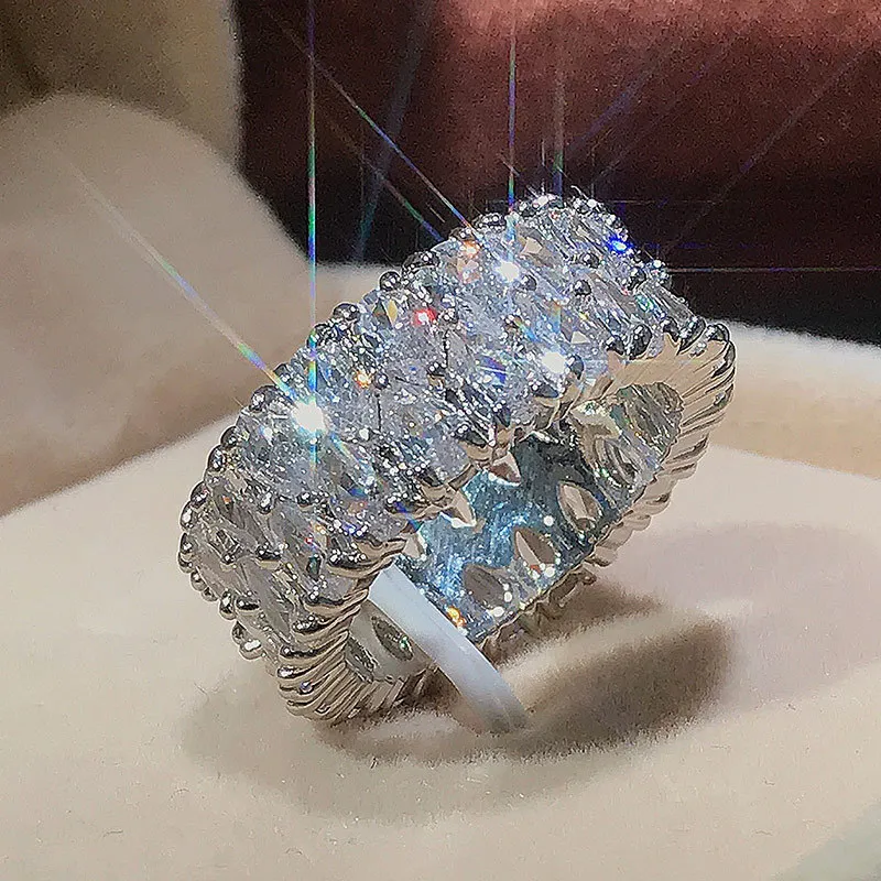 100% Sterling Sier Created Full Moissanite Dias Gemstone Wedding Engagement Ring Fine Jewelry Gift For Women Whole_voghion.com