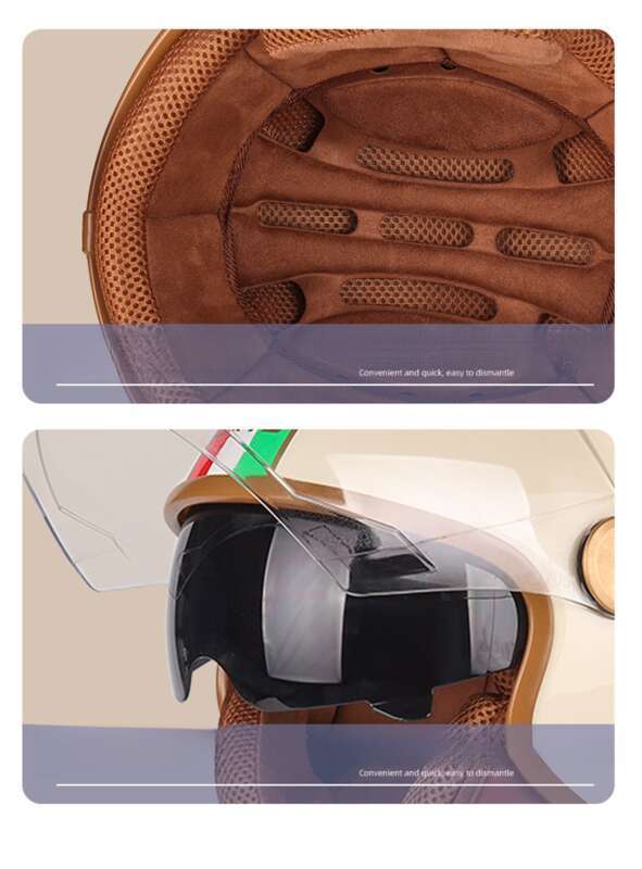 3C Certified Dual Mirror Motorcycle Half Men Women, Lightweight For All Seasons, Sun Protection And Warm Safety Helmet_voghion.com