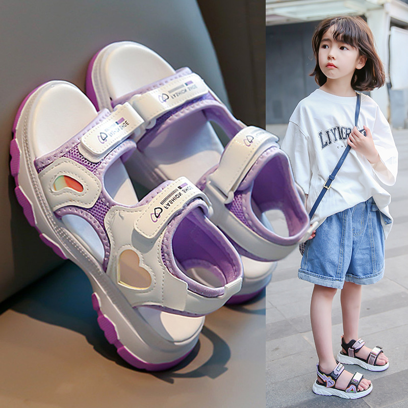 Mädchen Sandalen 2024 Sommer Neue Kleine Mädchen Prinzessin und Modische Kinder Strand Schuhe Freizeit für Große Kinder_voghion.com