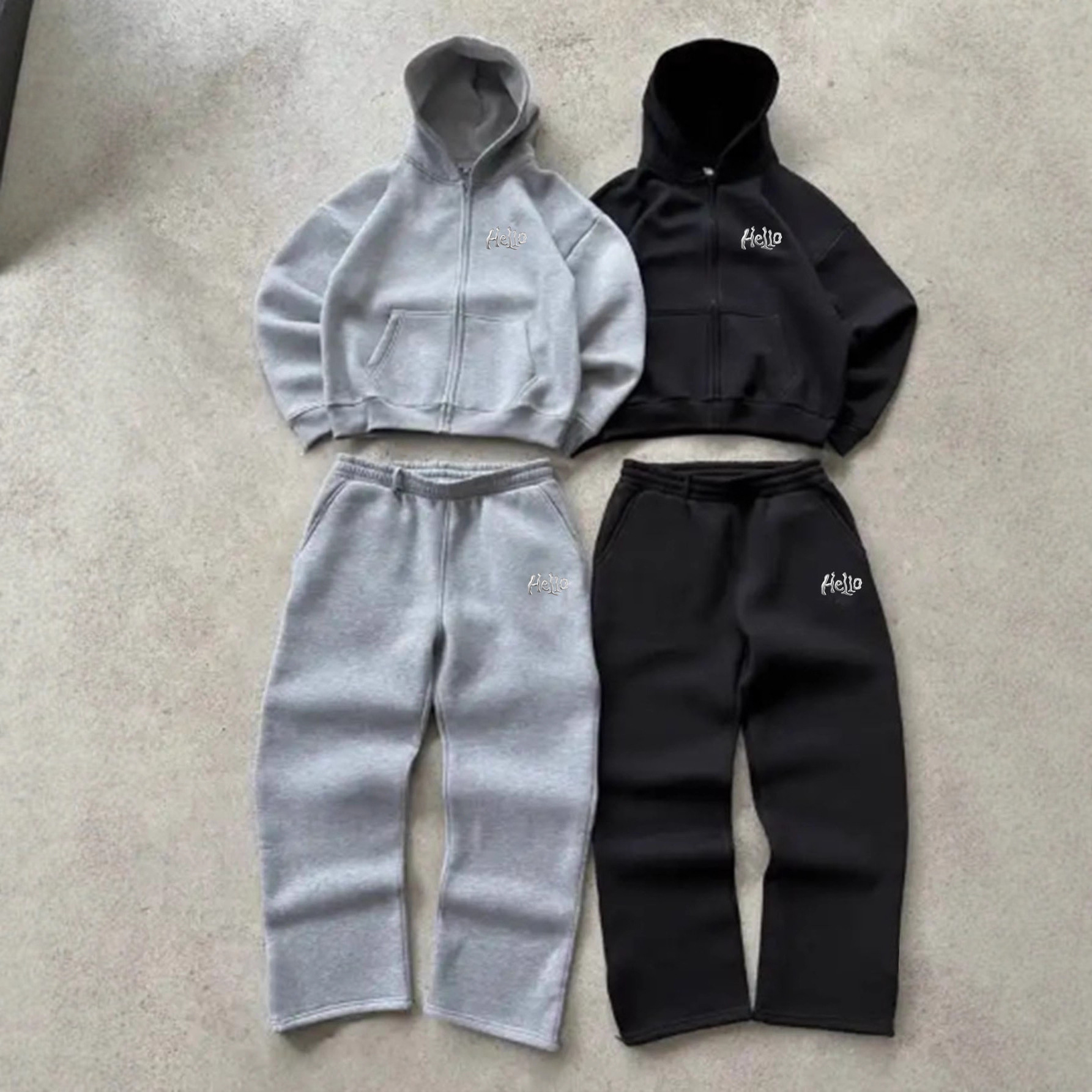 Men's Clothing Autumn Winter Men's Trendy Hooded Letter Print Sporty Casual Comfort Suit