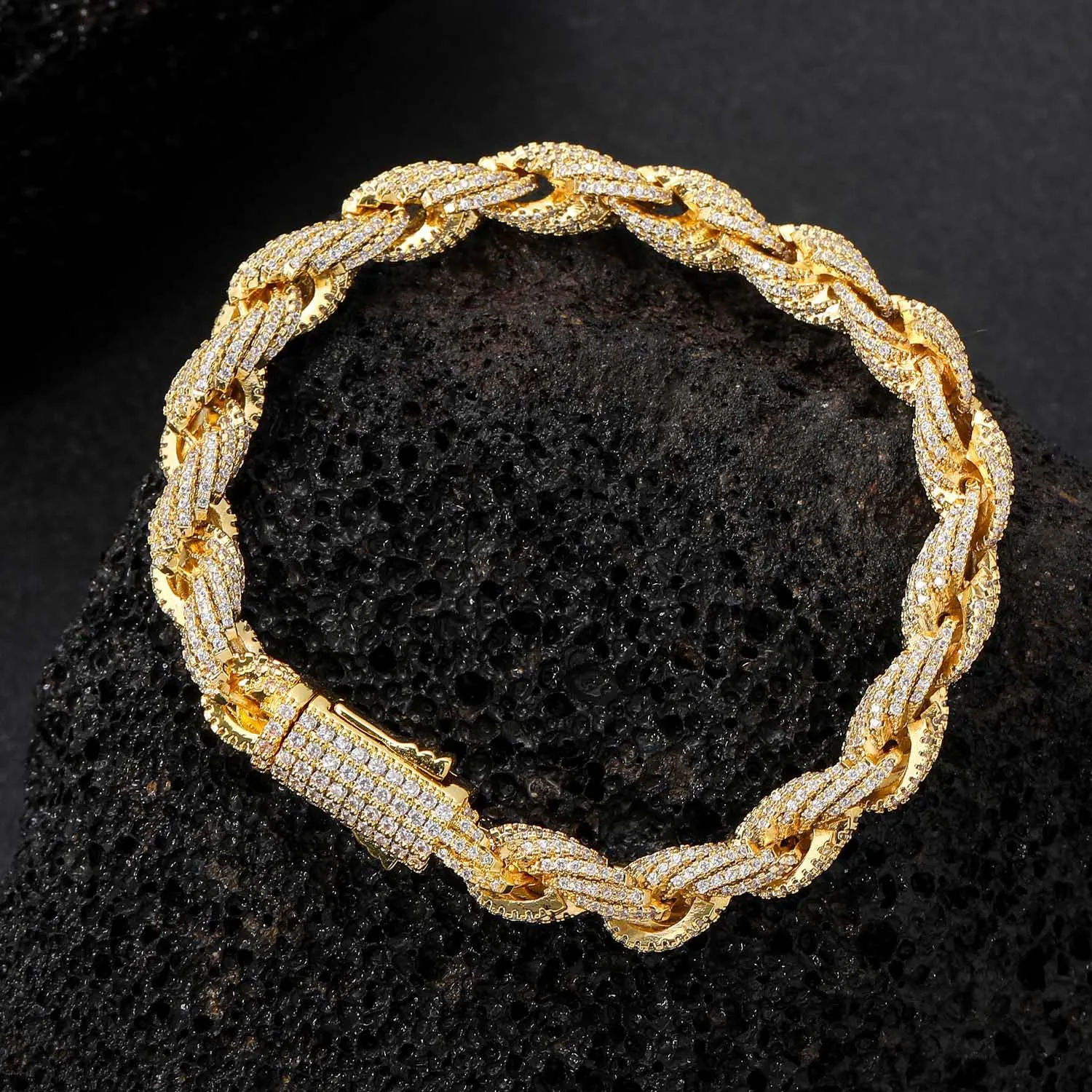 Superato il test GRA Diamante Moissanite Miami 8mm Catena a corda intrecciata Zircone completo Collana cubana Bracciale alla moda Rap Hip Hop_voghion.com