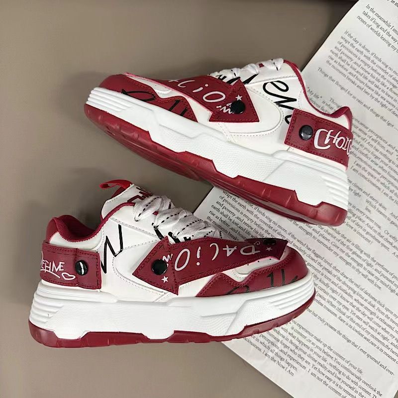 Platform Board Shoes Men Graffiti Colour Matching Fashion Style_voghion.com