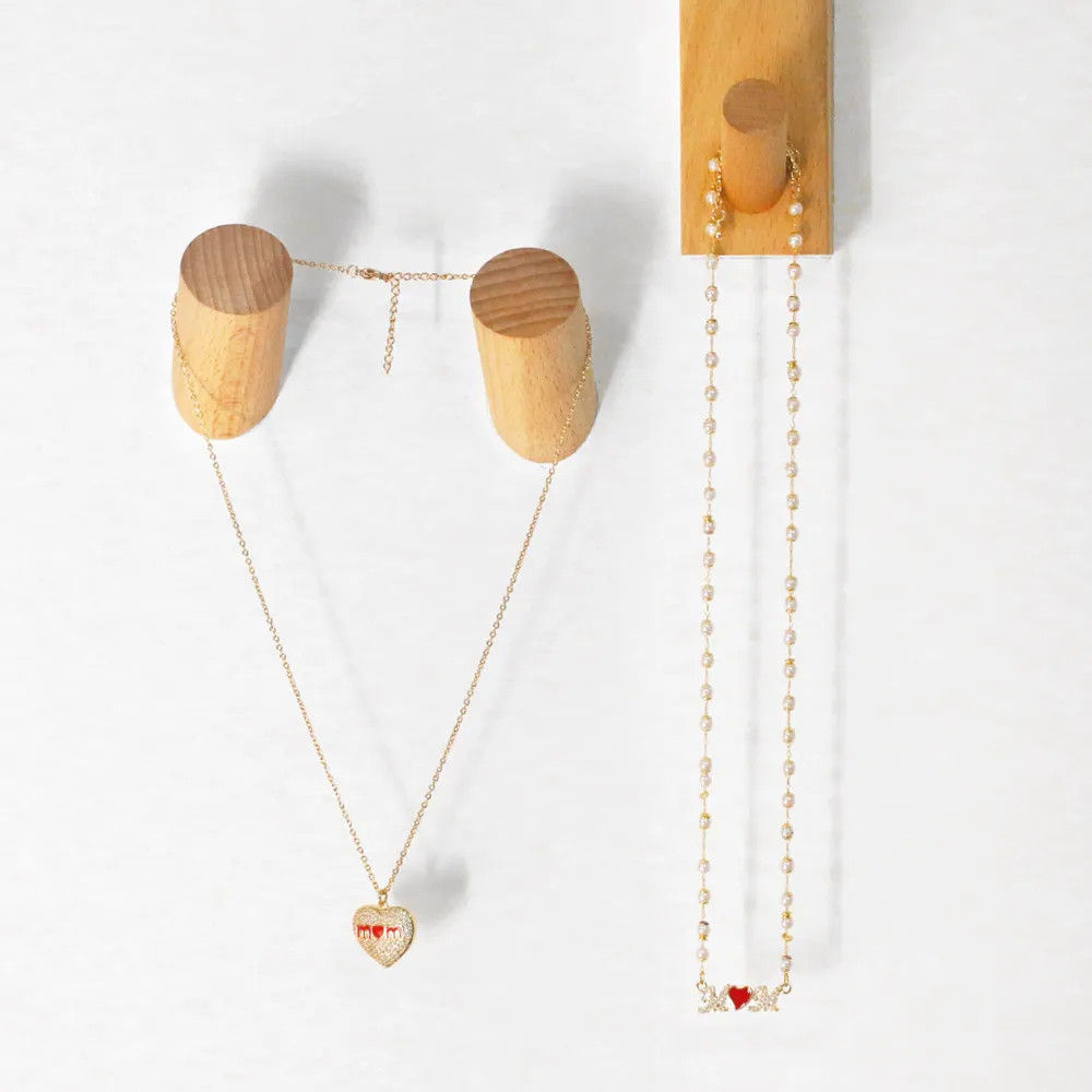 Collares colgantes FLOLA, collar de corazón rojo para mamá, para mujer, con cuentas de cobre y circonita blanca, joyería romántica para madres._voghion.com