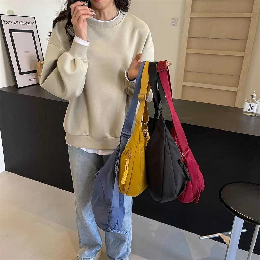 Borsa a tracolla casual da donna in tessuto di nylon, multi tasche, grande capacità, borsa a tracolla, hobo, 2024, estate, ultima moda_voghion.com
